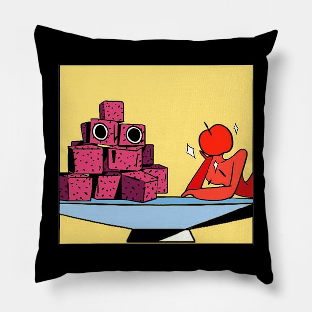 Dragon Fruit Ilustration Pillow by lominam