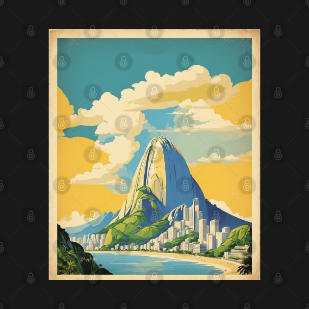 Sugar Loaf Rio de Janeiro Brazil Vintage Tourism Travel Poster Art by TravelersGems