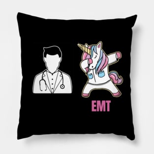 EMT Dabbing Unicorn Funny Boring Doctor Quote Fun Pillow