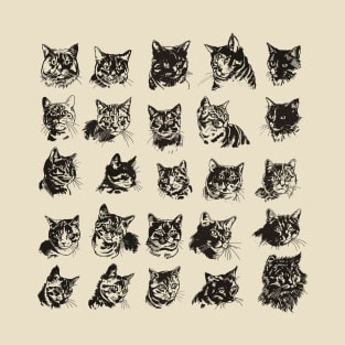 Hand drawn cats pattern T-Shirt