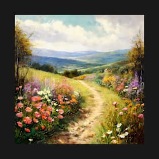 Flowering picture of a path in a field T-Shirt