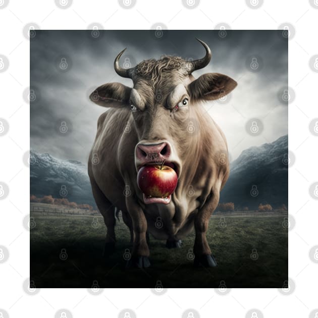 Mad Cow Chewing Apple by MAPublishings