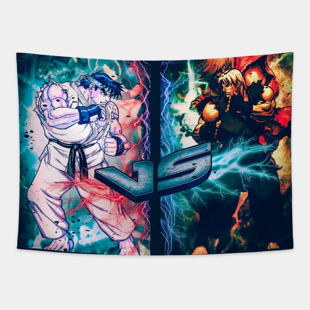 street fighter ryo vs ken gamer gift Tapestry by nowsadmahi