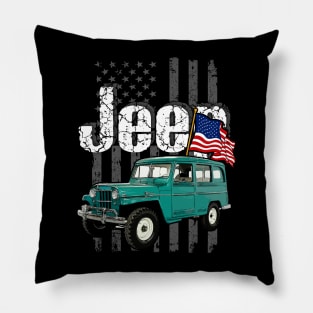 Willys Wagon Jeepcar JEEP Flag Pillow