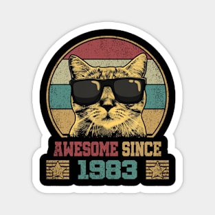 Awesome Since 1983 41st Birthday Gift Cat Lover Magnet