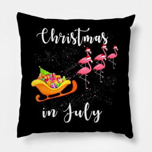 Funny Flamingo Pink Camping Car Christmas in July Pillow