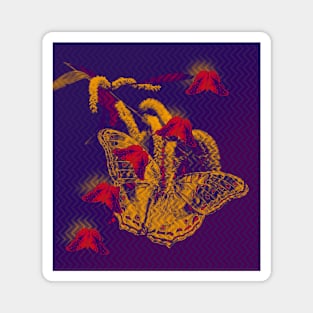 Red radioactive butterflies in glowing landscape Magnet