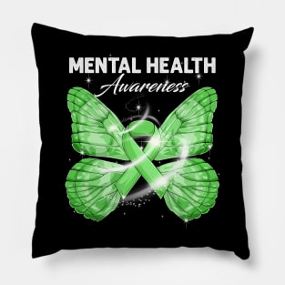 Mental Health Awareness Butterfly Pillow