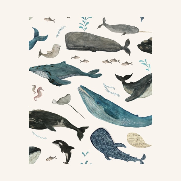 Whale song (blue) by katherinequinnillustration