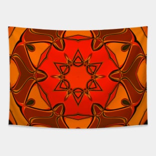 Cartoon Mandala Flower Orange Tapestry