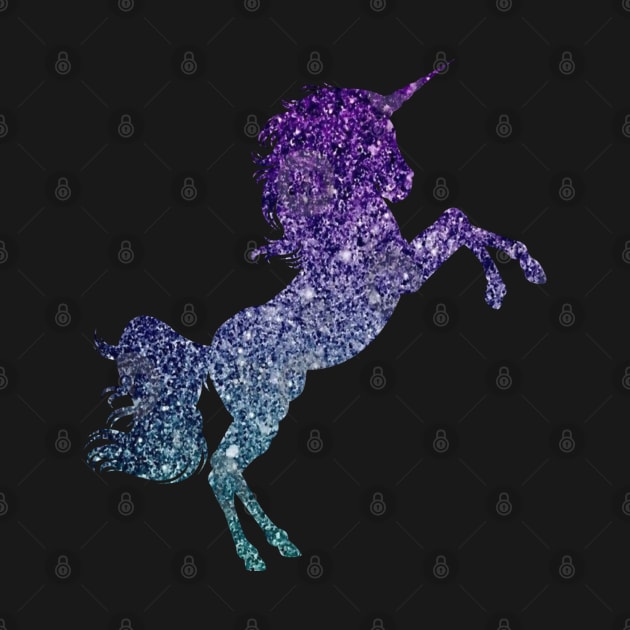 Dark Teal and Purple Ombre Faux Glitter Unicorn by Felicity-K