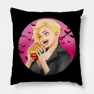 Cute Vampire Girl eating hamburger Pillow