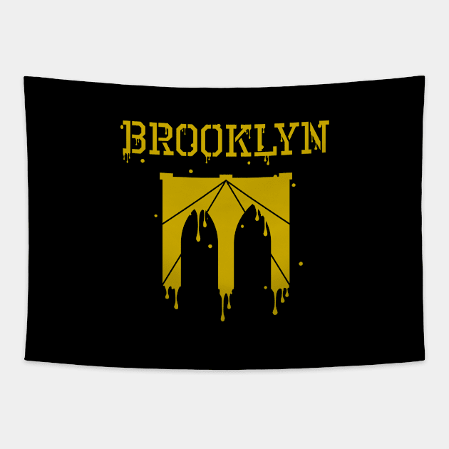 Brooklyn Bridge Paint Drip Gold Tapestry by rydr2103