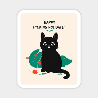 Happy F*cking Holidays! Angry cute Cat Magnet