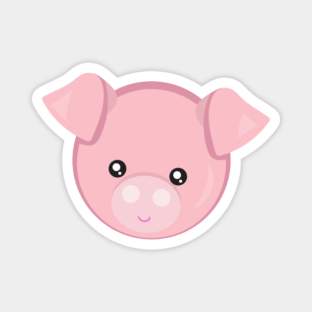 Cute Pig, Little Pig, Piggy, Pink Pig Magnet by Jelena Dunčević