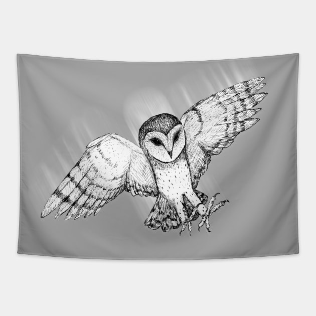 Attacking barn owl Tapestry by Bwiselizzy