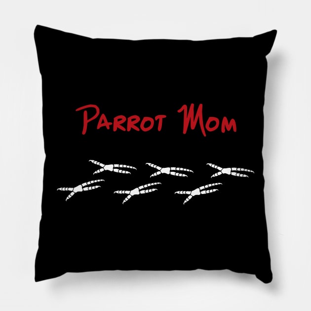 Parrot Mom with Footprints Pillow by Einstein Parrot