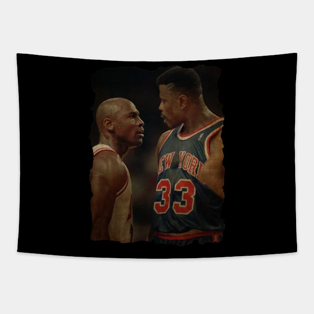 Michael Jordan vs Patrick Ewing, 1992 Vintage Tapestry by CAH BLUSUKAN