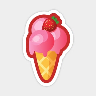 Ice Cream Cone with Strawberry Magnet