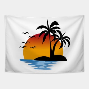 Retro Sunset Rays Wavy Sunshine Beachy Vibes Tapestry