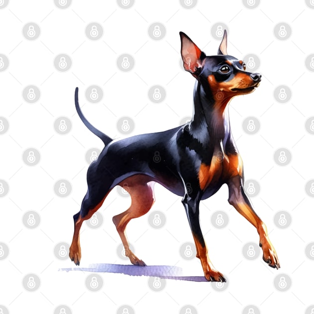 Miniature Pinscher Watercolor - Beautiful Dog by Edd Paint Something