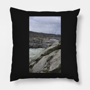 Rocky Winter at Great Falls Pillow