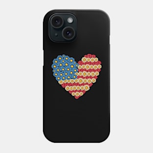 American Flag Floral Heart 4th of July Day Floral Patriotic Phone Case