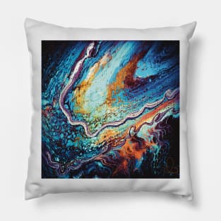 Galaxy Tentacles - Paint Pour Art - Unique and Vibrant Modern Home Decor for enhancing the living room, bedroom, dorm room, office or interior. Digitally manipulated acrylic painting. Pillow