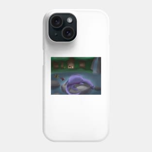 Painting of Photographers find purple dragon in a waterfull Phone Case