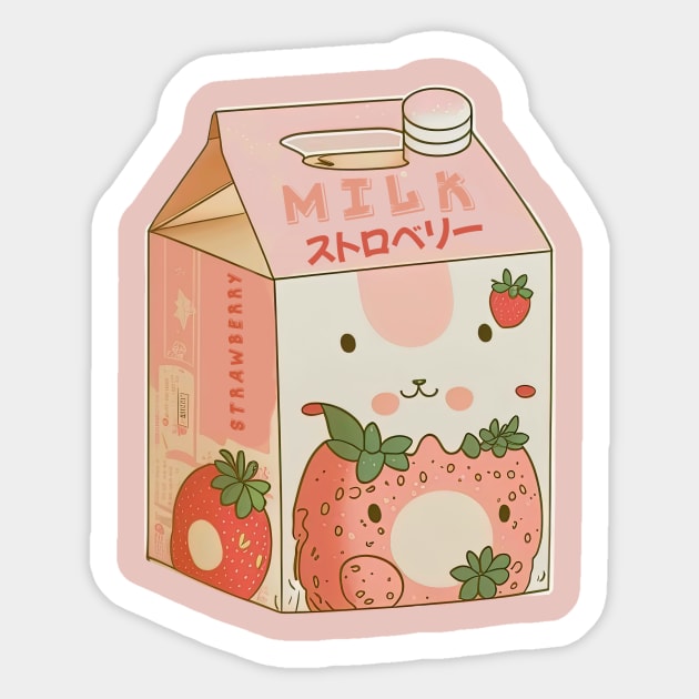 Japanese Otaku Anime Kawaii Strawberry Milk Shake' Sticker | Spreadshirt