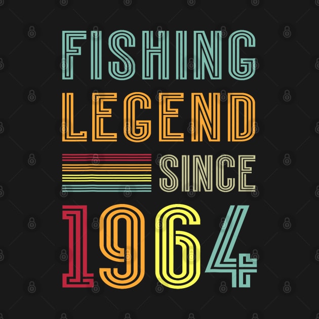 60th Birthday Fisherman Retro Vintage 1964 60 Years Fishing by Mitsue Kersting