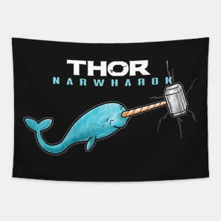 Hammer of Thor Narwharok Narwhal Funny Graphic Parody Tapestry