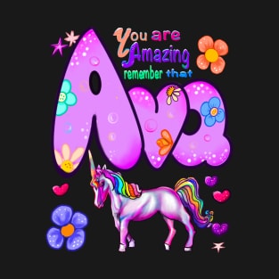 Ava Girls and womens unicorn Amazing motivational inspirational affirmations Personalized Custom name Ava T-Shirt