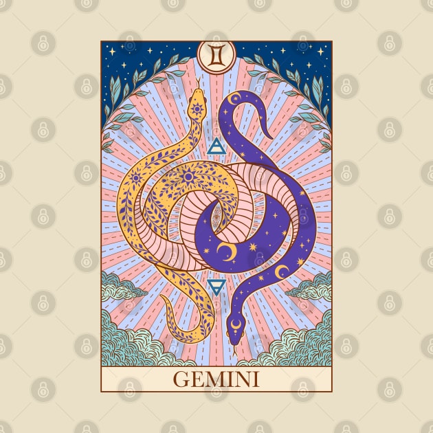 Zodiac sign tarot card Gemini by OccultOmaStore