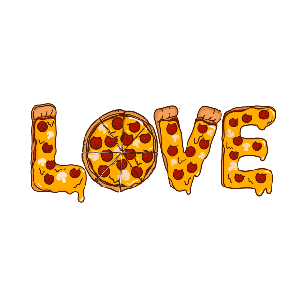 Love is Pizza Valentines day Funny T-shirt LOVE in Pizza by SusanaDesigns