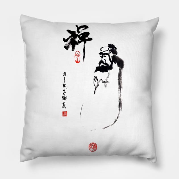 Zen Bodhidharma Pillow by Huluhua