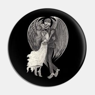 Angels and demons skeletons in love. Pin