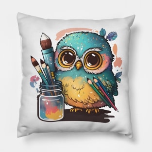 Super Cute Artist Owl Pillow