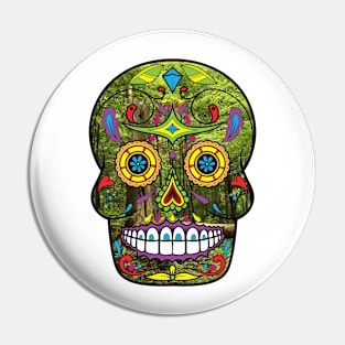 Sugar Skull Green Pin