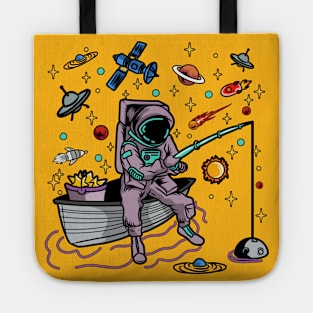 Astronaut Fisherman Fisher Fishing Planets Outer Space Day Tote