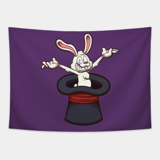 Happy White Bunny In Magician Hat Tapestry