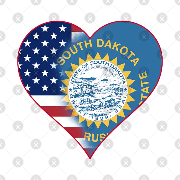 State of South Dakota Flag and American Flag Fusion Design by Gsallicat