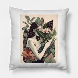 Girl with plants Pillow