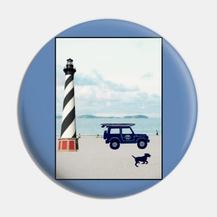 Hatteras Island Beach Scene with Jeep Pin