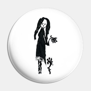 Stick girl (III/IV) and flowers (cut-out) Pin