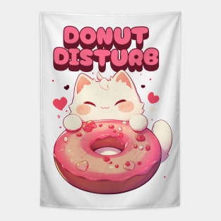 Donut Disturb kawaii kitty cat Tapestry