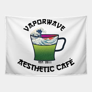 Vaporwave Aesthetic Great Wave Off Kanagawa Cafe Coffee Tea Tapestry