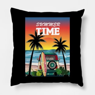 sunset surf on the beach Pillow