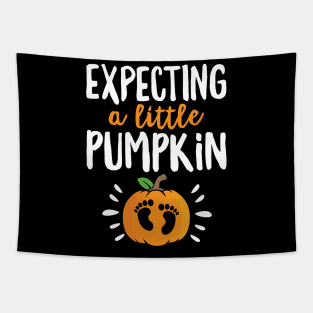 Expecting A Little Pumpkin Funny Halloween Pregnancy Announcement Tapestry