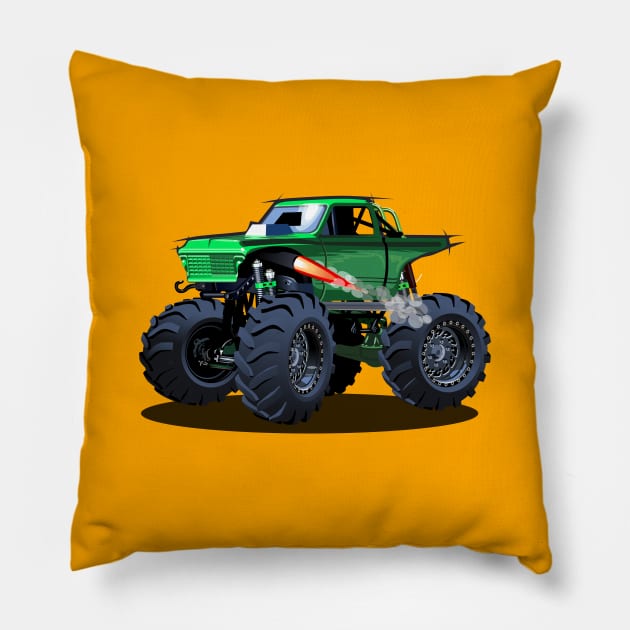 Cartoon monster truck Pillow by Mechanik